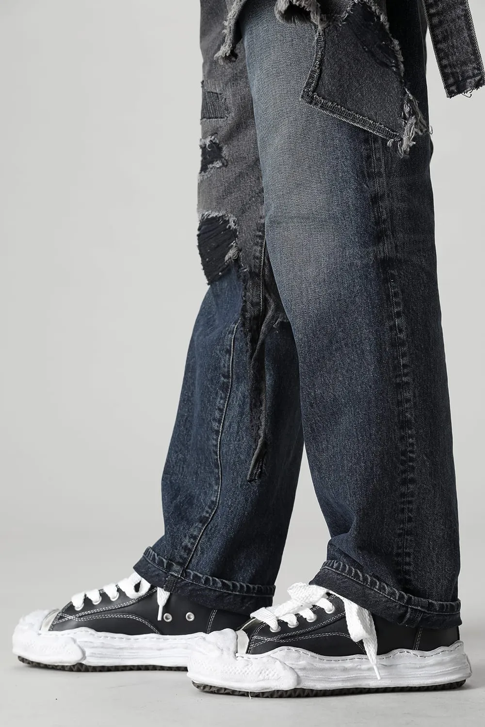 -HANK high- original distressed effect sole leather High-Top sneakers Black