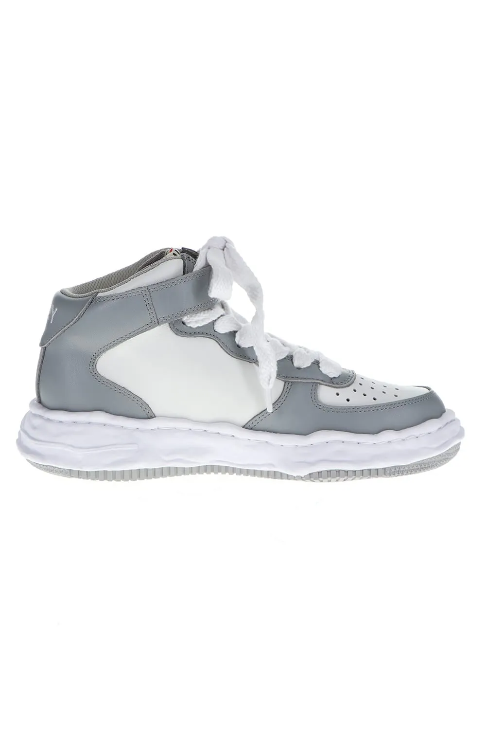 -WAYNE high- Original sole leather High-Top sneakers Gray / White