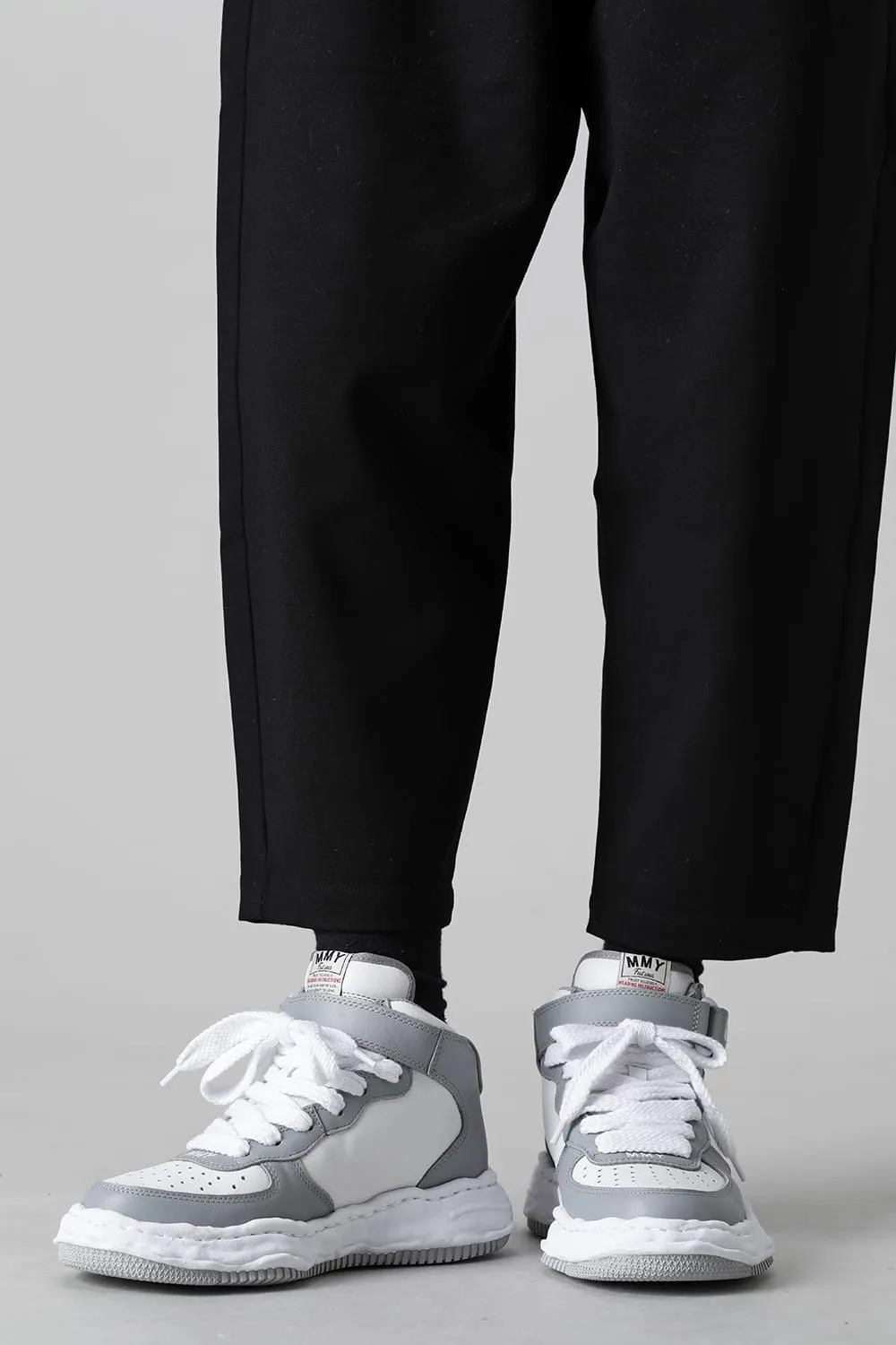 -WAYNE high- Original sole leather High-Top sneakers Gray / White