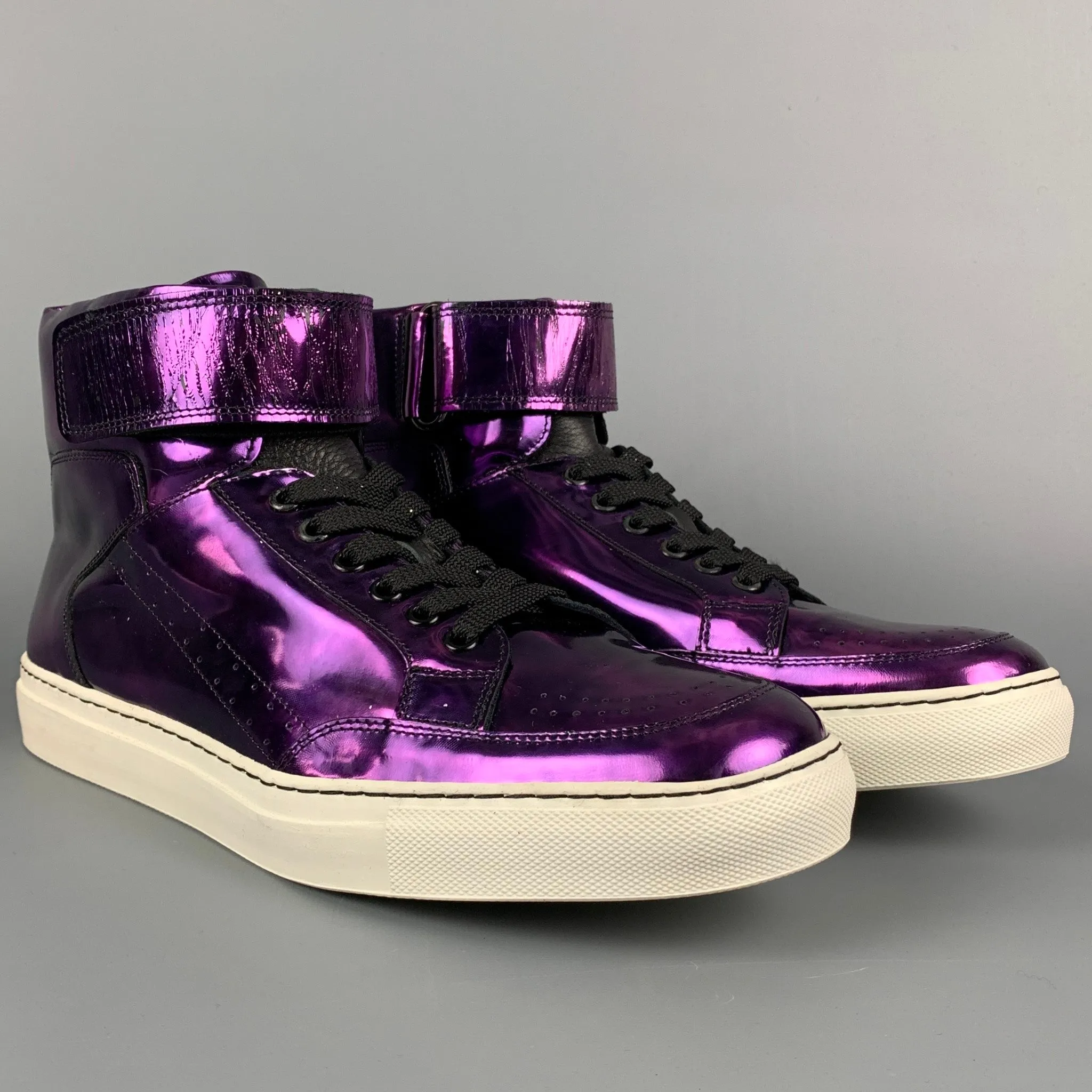ALEJANDRO INGELMO Size 10.5 Purple Plum Galaxy Metallic Leather High Top Sneakers