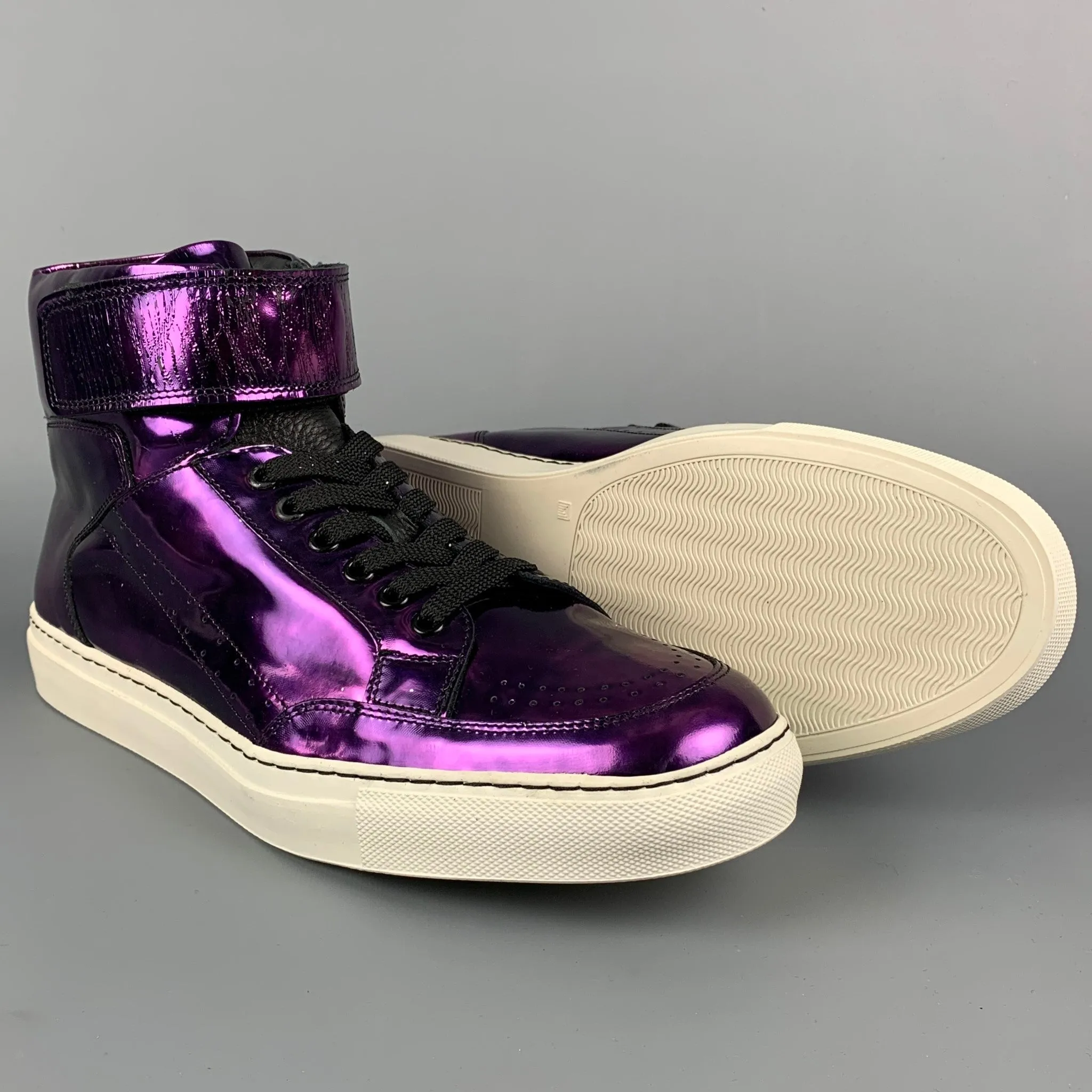 ALEJANDRO INGELMO Size 10.5 Purple Plum Galaxy Metallic Leather High Top Sneakers