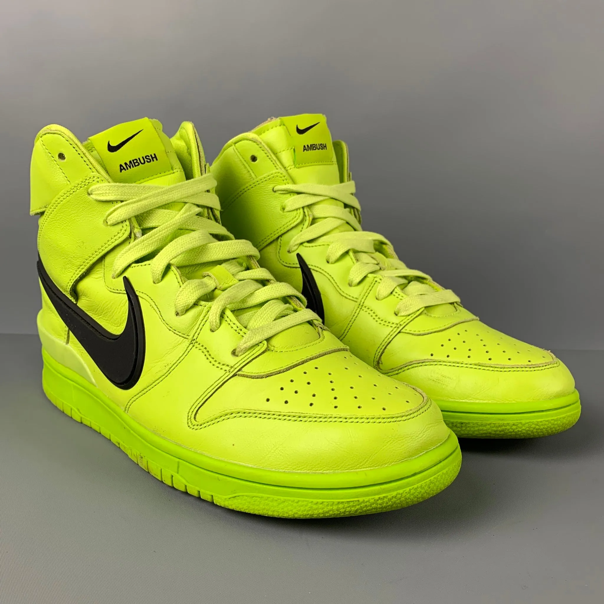 AMBUSH x Nike Size 10.5 Flash Lime Leather High Top Sneakers