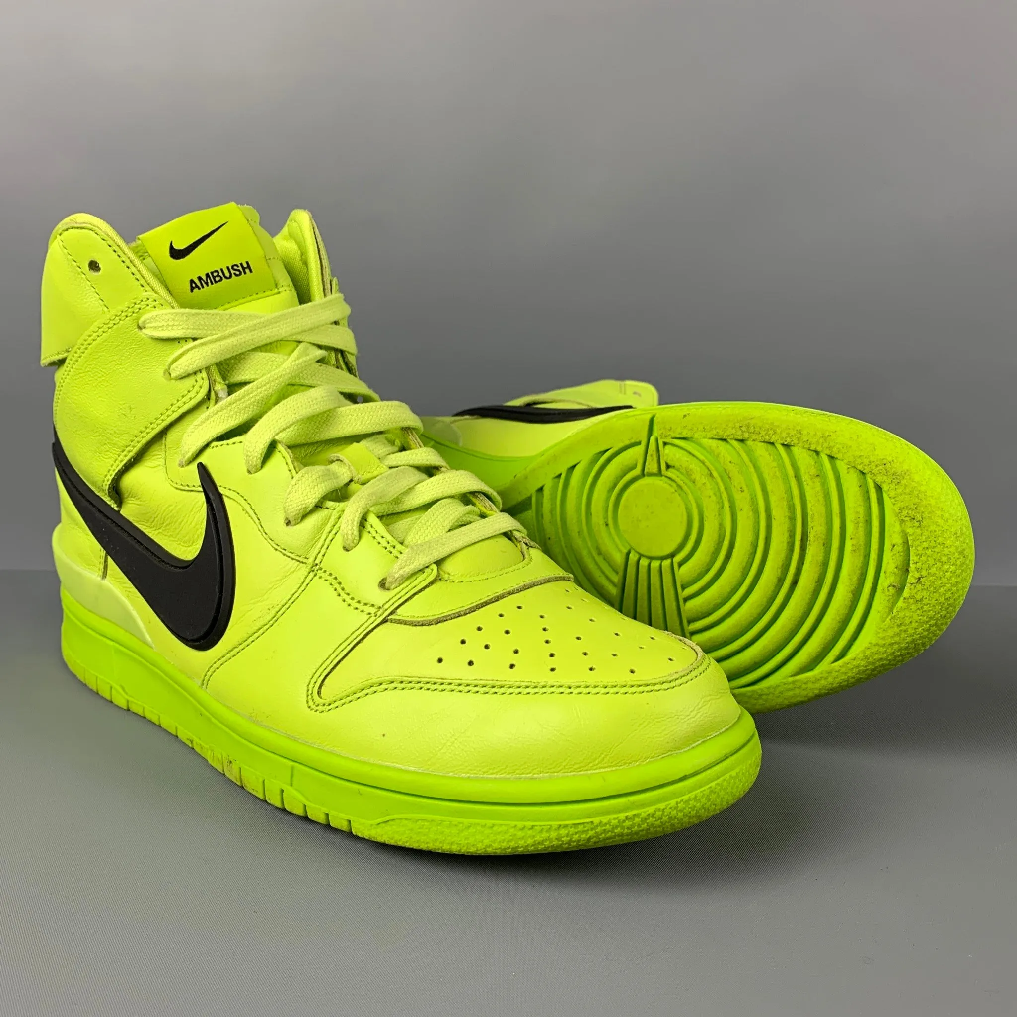 AMBUSH x Nike Size 10.5 Flash Lime Leather High Top Sneakers