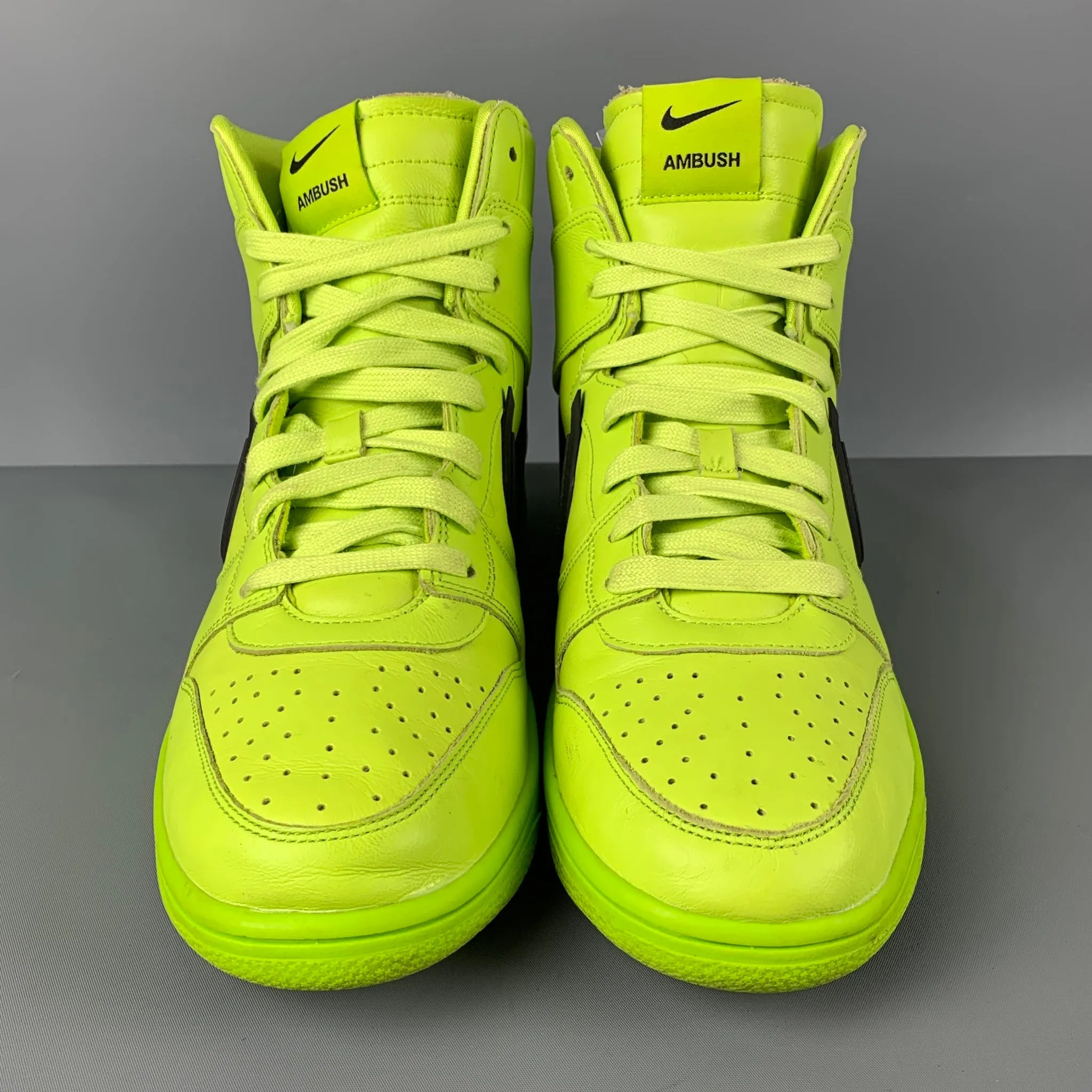 AMBUSH x Nike Size 10.5 Flash Lime Leather High Top Sneakers