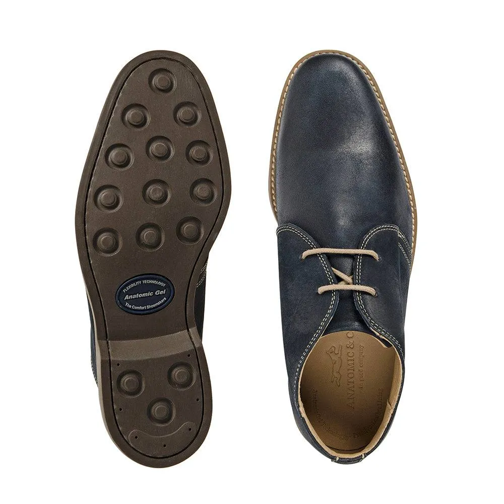 Anatomic Colorado Mens Navy Leather Lace Up Ankle Boots