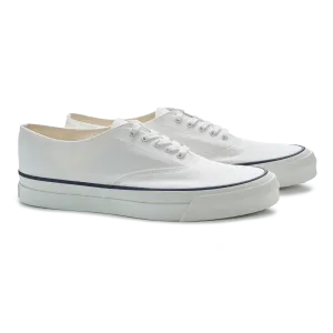 Asahi Deck Shoes in White Canvas with White Deck Sole