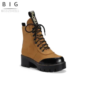 Bigsizeheels Round toe color strap Martin boots - Yellow
