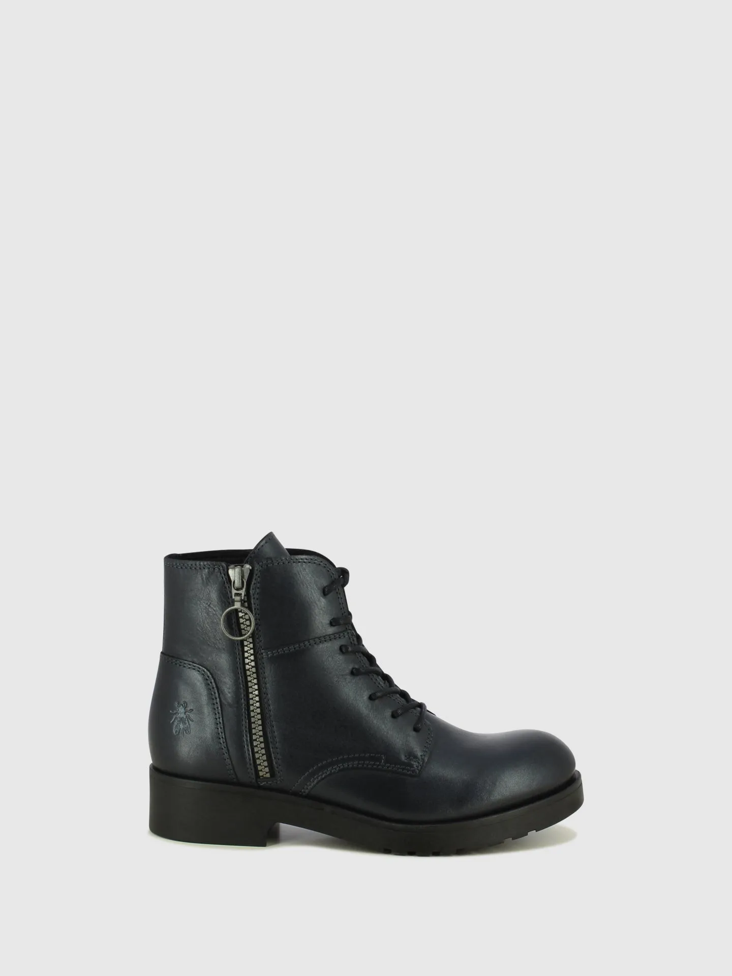 Black Leather Lace-up Ankle Boots