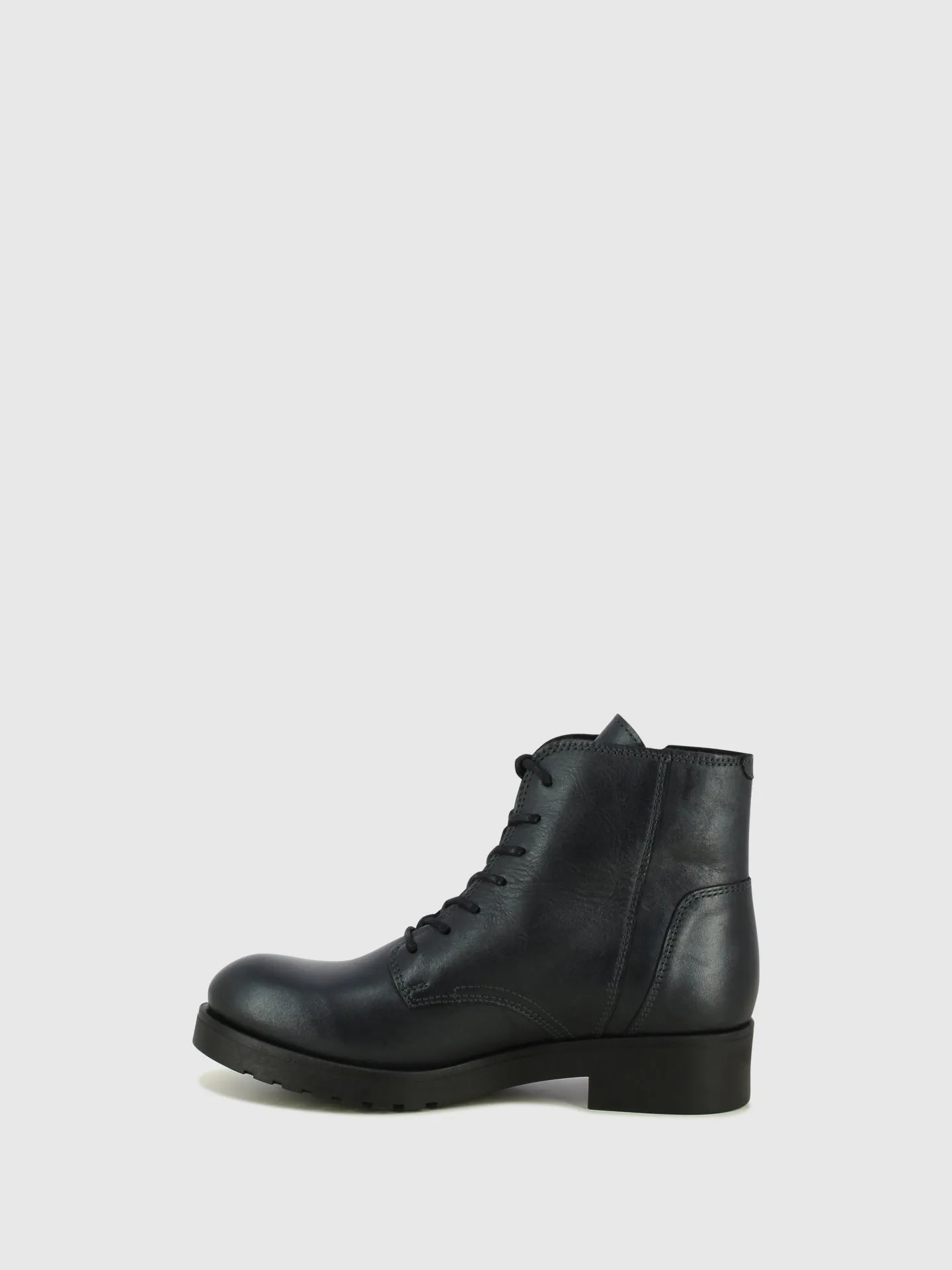 Black Leather Lace-up Ankle Boots
