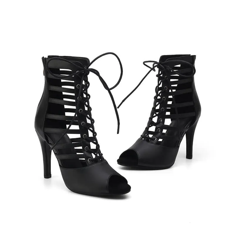 Black Matte Latin Ballroom Ankle Boots