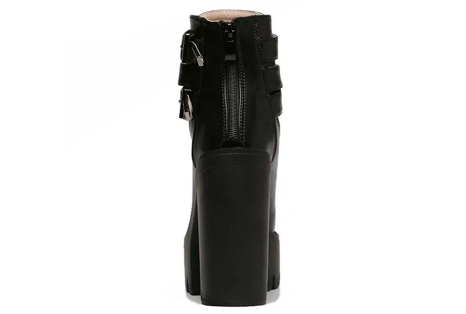 Buckle Lace Up Punk Boots