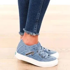 Chicvane New Color Block Lace Up Low Top Canvas Shoes