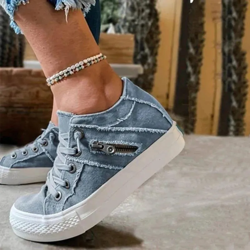 Chicvane New Color Block Lace Up Low Top Canvas Shoes