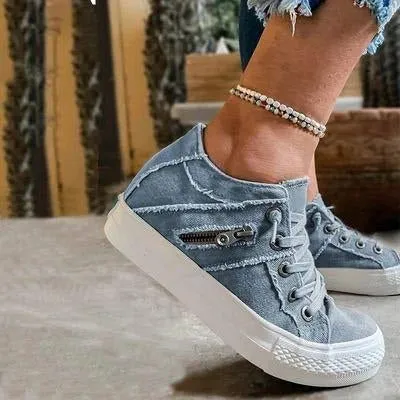 Chicvane New Color Block Lace Up Low Top Canvas Shoes