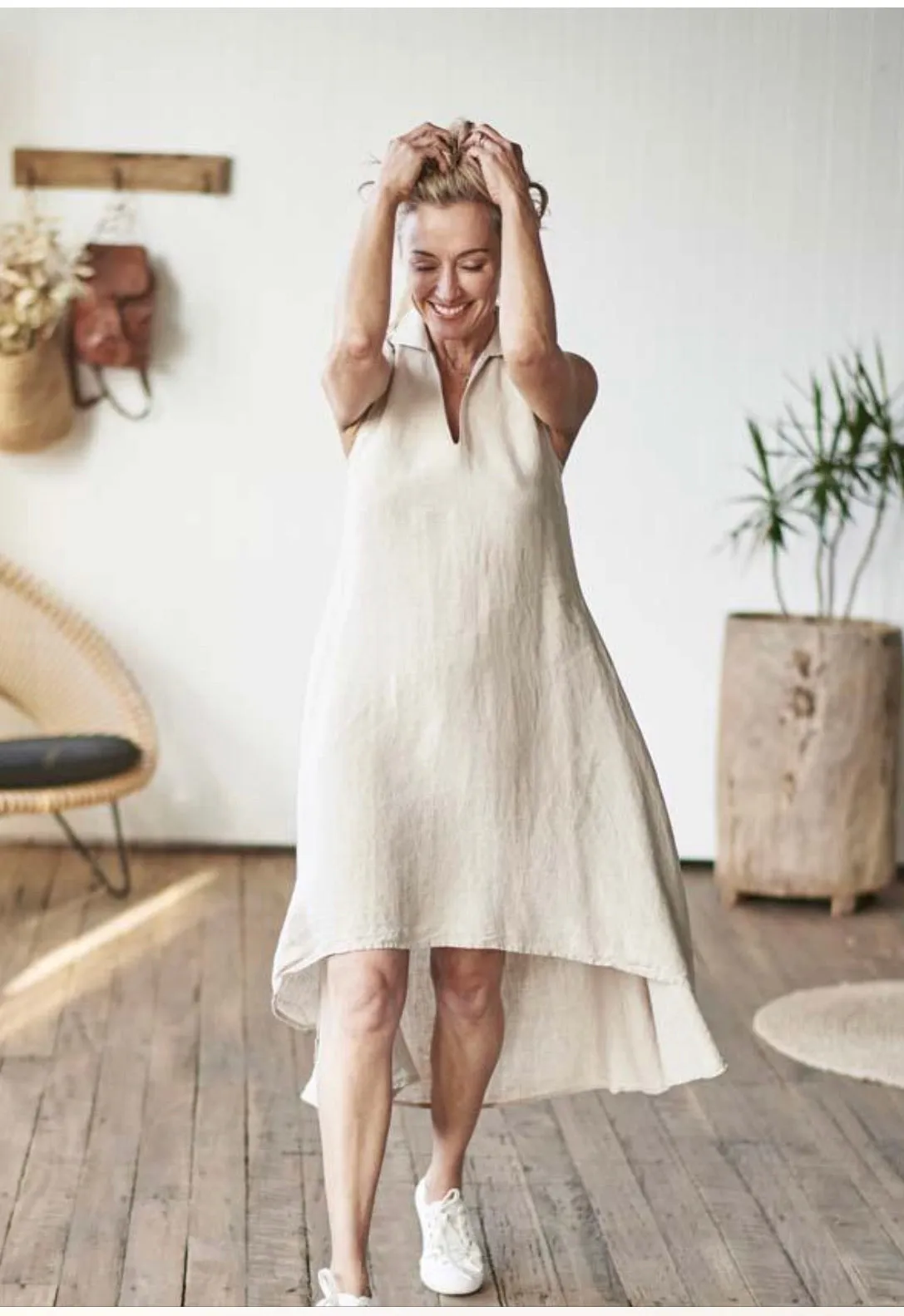 CIRCLYN LINEN DRESS - NATURAL