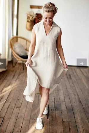 CIRCLYN LINEN DRESS - NATURAL