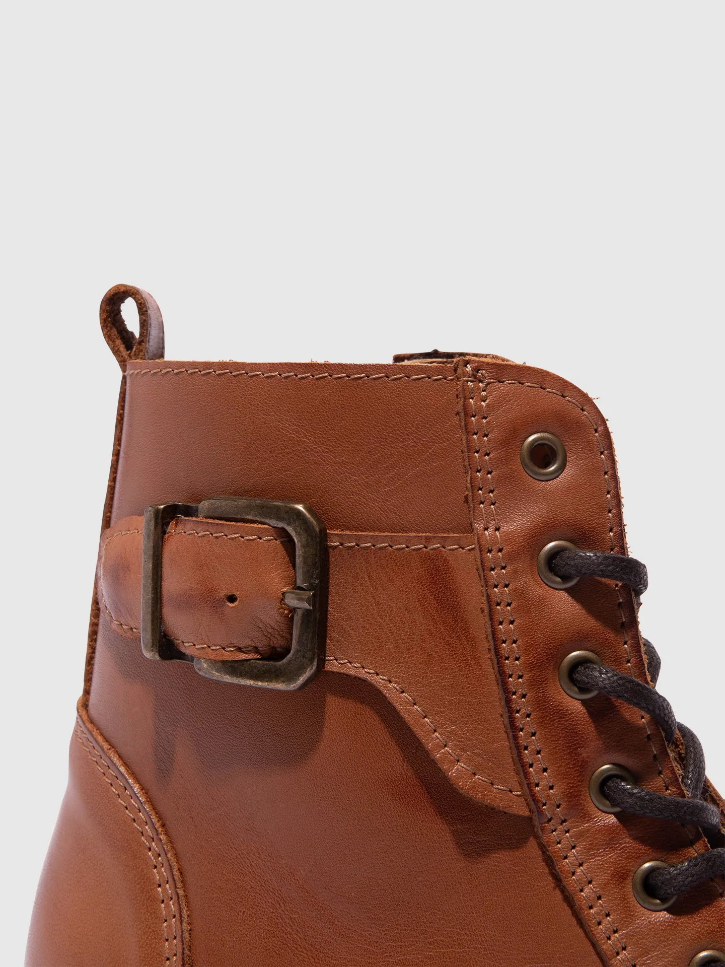 Cognac Lace-up Ankle Boots