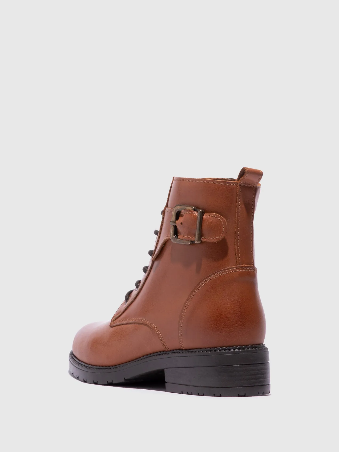 Cognac Lace-up Ankle Boots
