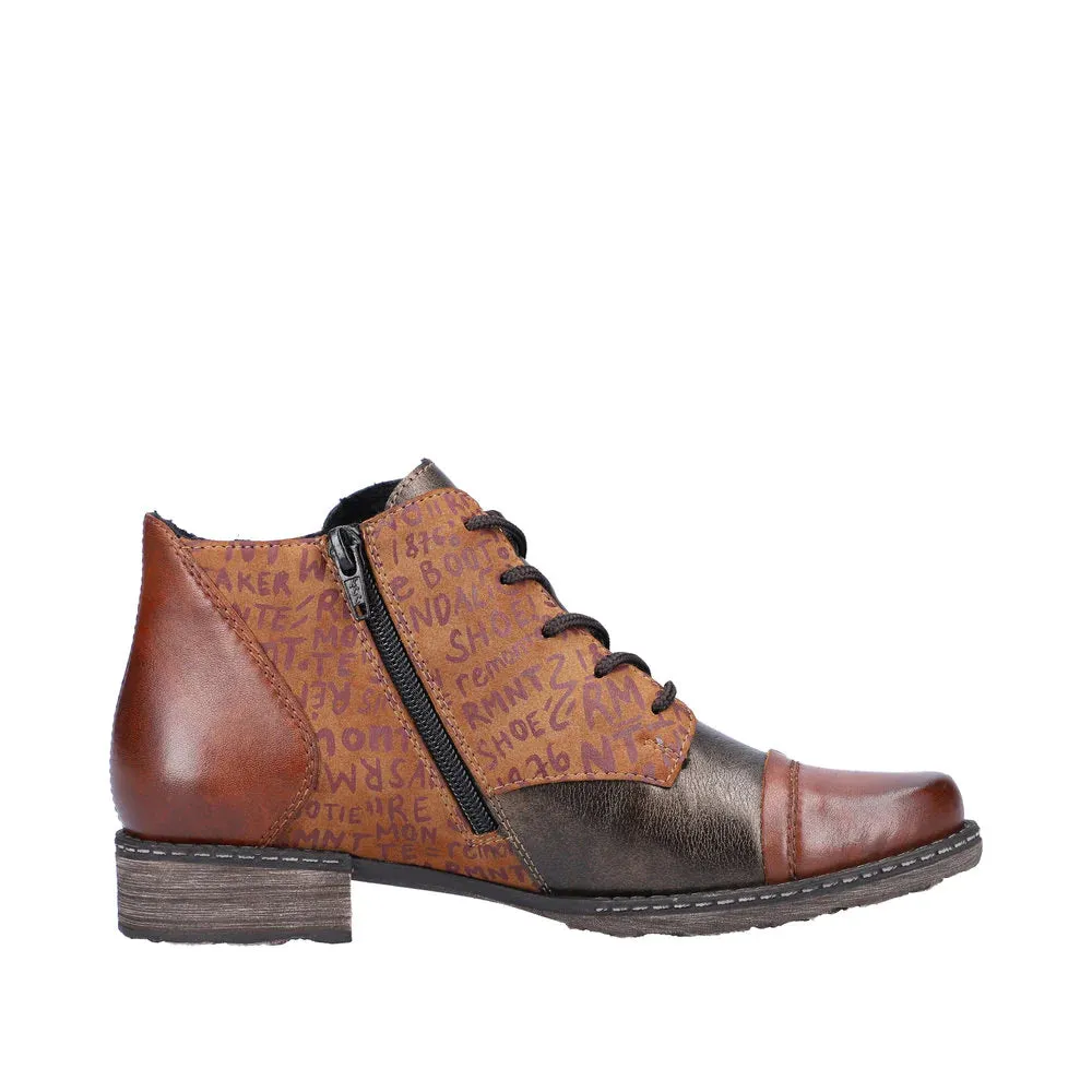 D4378-22 Chestnut Multi Ankle Lace/Zip