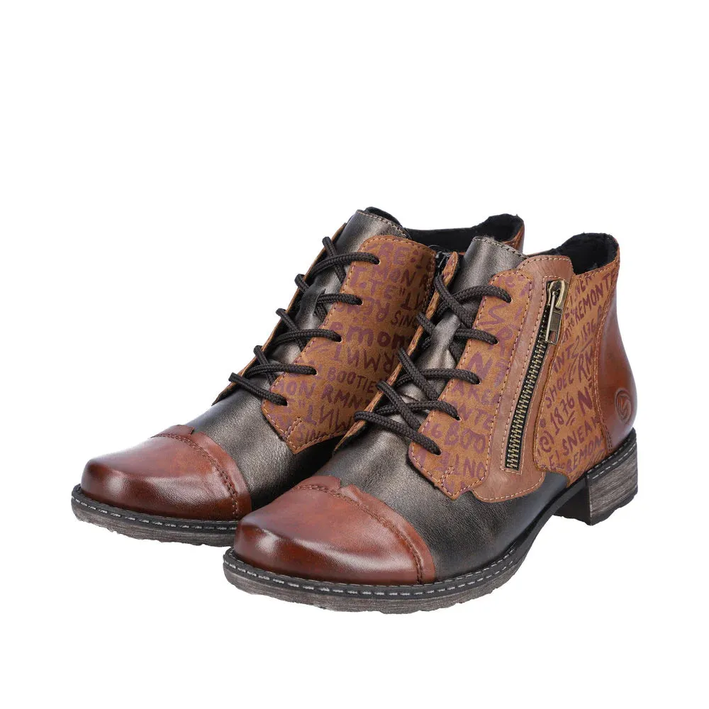 D4378-22 Chestnut Multi Ankle Lace/Zip