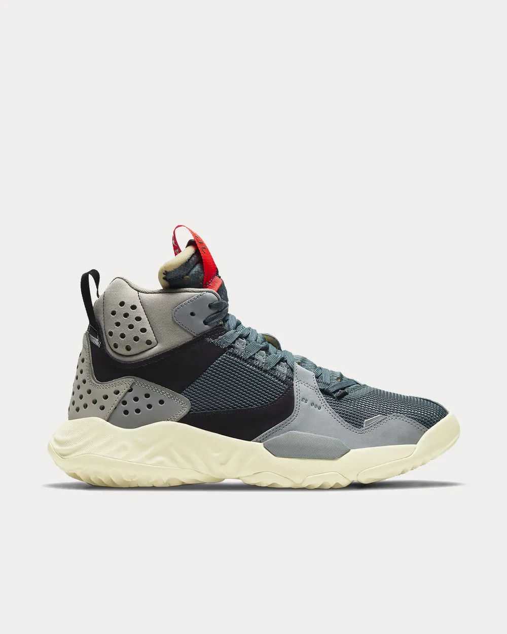 Delta Mid Hasta/Light Pumice/Black/Bright Crimson High Top Sneakers