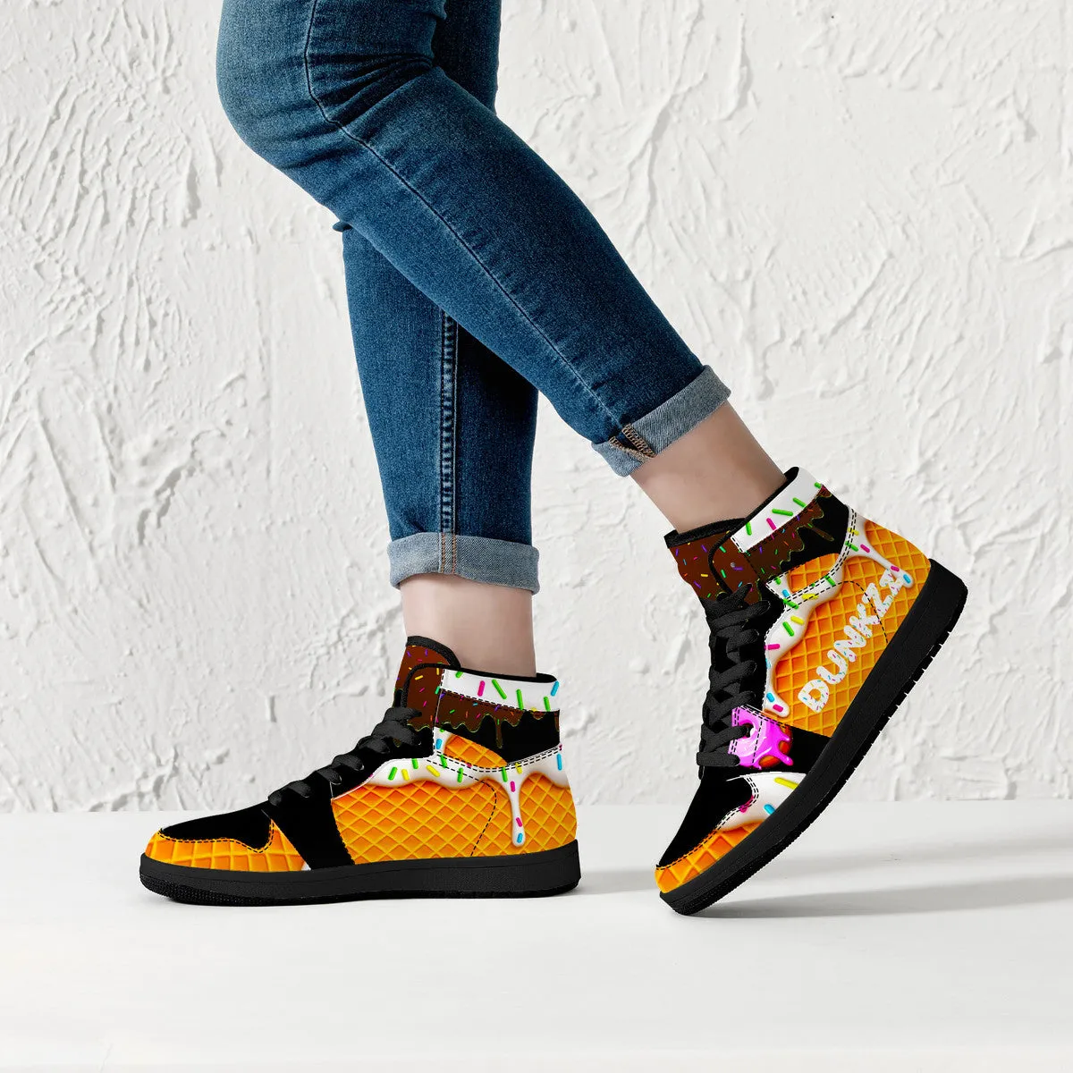 Dunkin Sneakers Leather Sneakers - Black Bottom