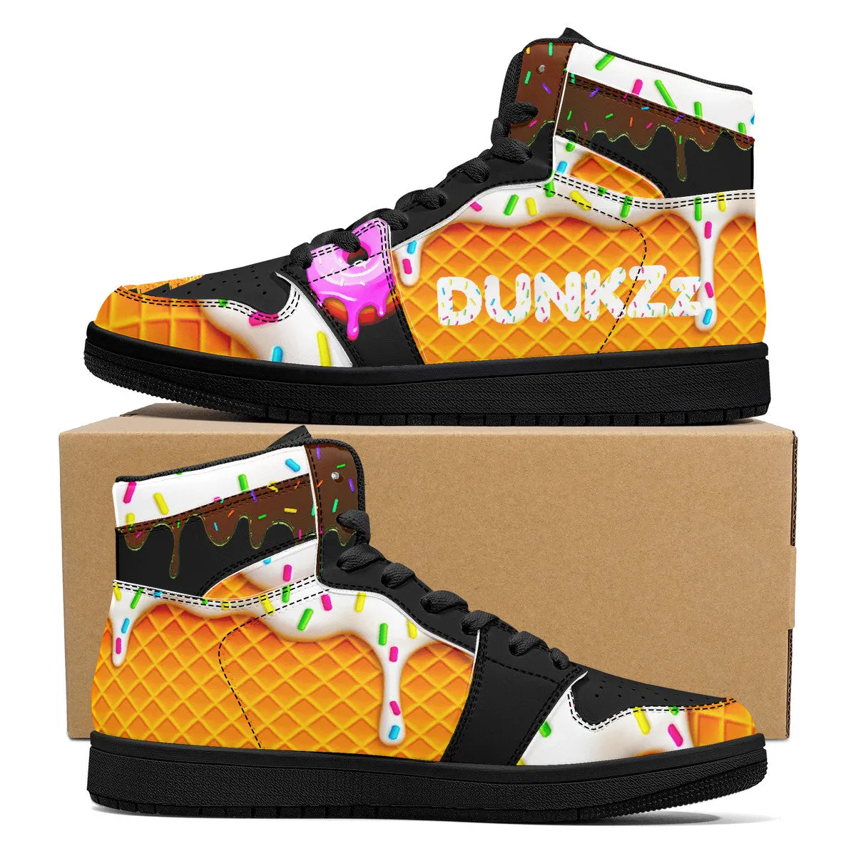 Dunkin Sneakers Leather Sneakers - Black Bottom