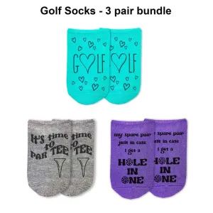Funny Golf Socks for Women – 3-Pair Pack | Unique Golf Gifts for Her