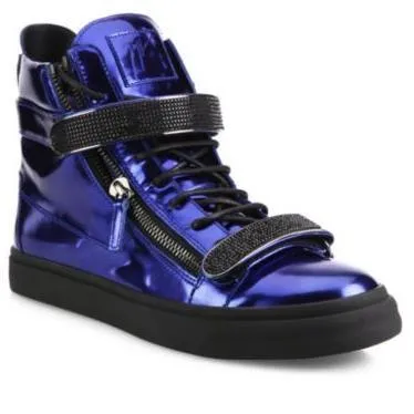 GIUSEPPE ZANOTTI Women's Metallic Double Bar High-Top Sneakers
