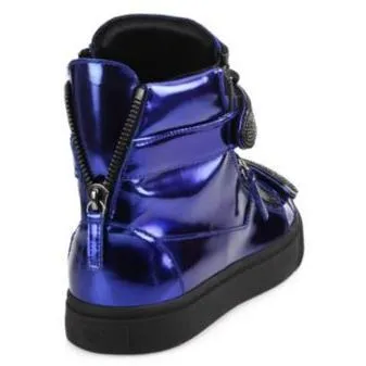 GIUSEPPE ZANOTTI Women's Metallic Double Bar High-Top Sneakers