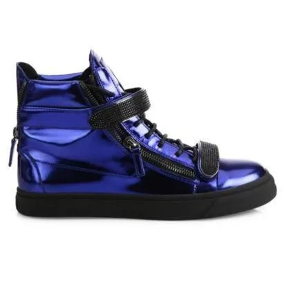 GIUSEPPE ZANOTTI Women's Metallic Double Bar High-Top Sneakers