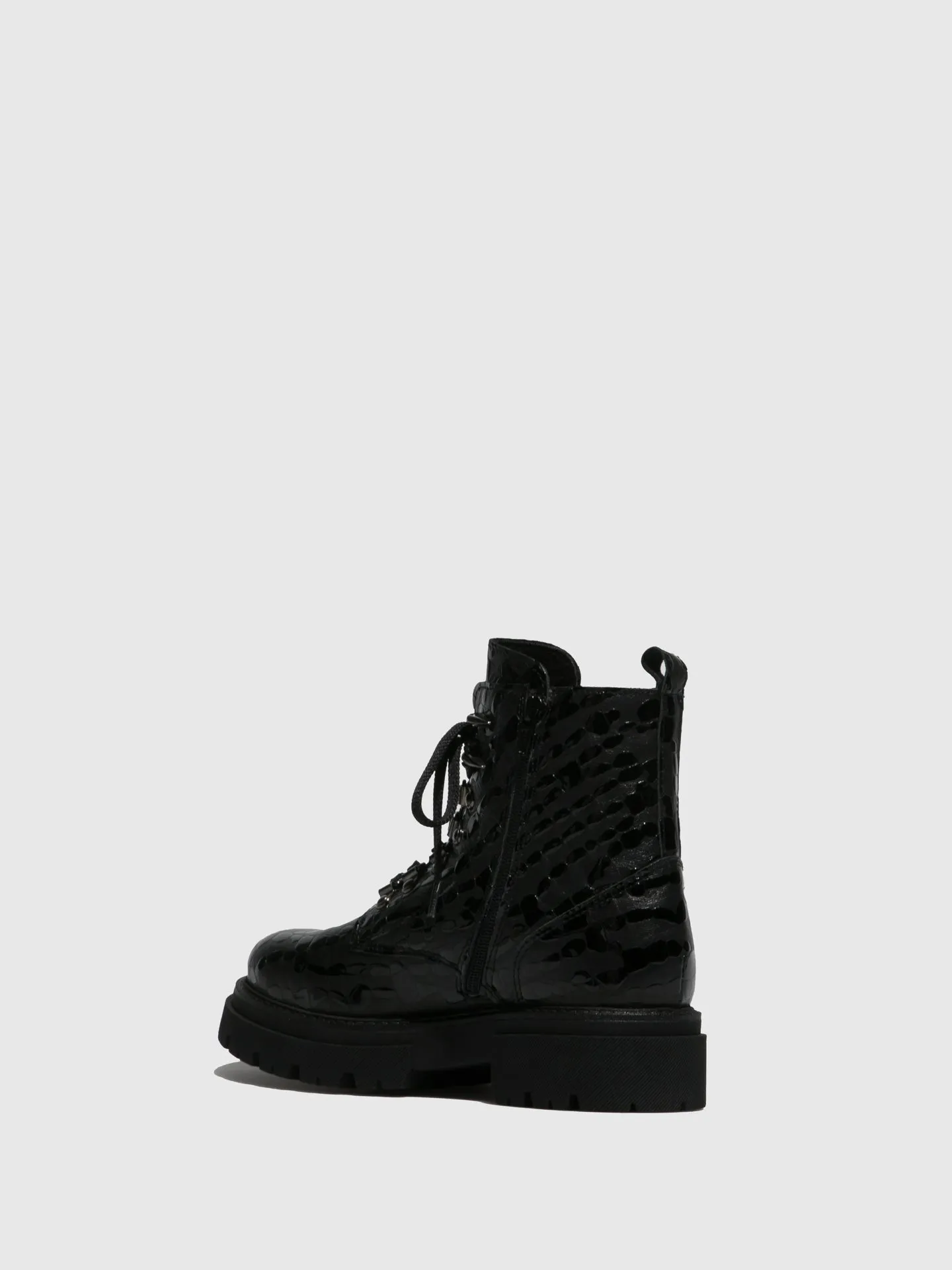 Gloss Black Lace-up Boots