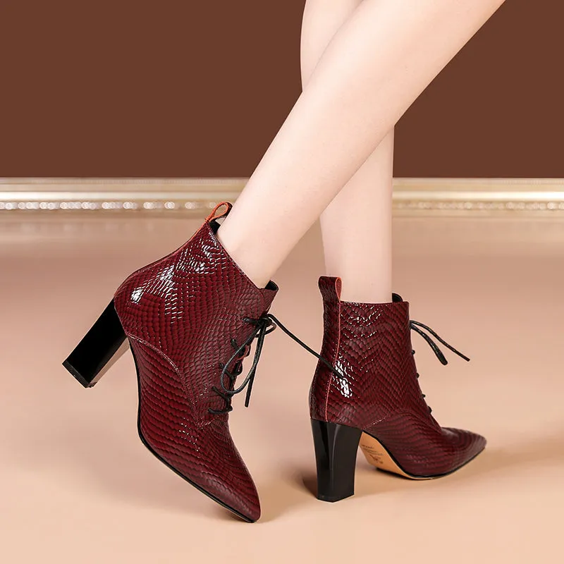 Iqra Lace up Burgundy Leather Boots