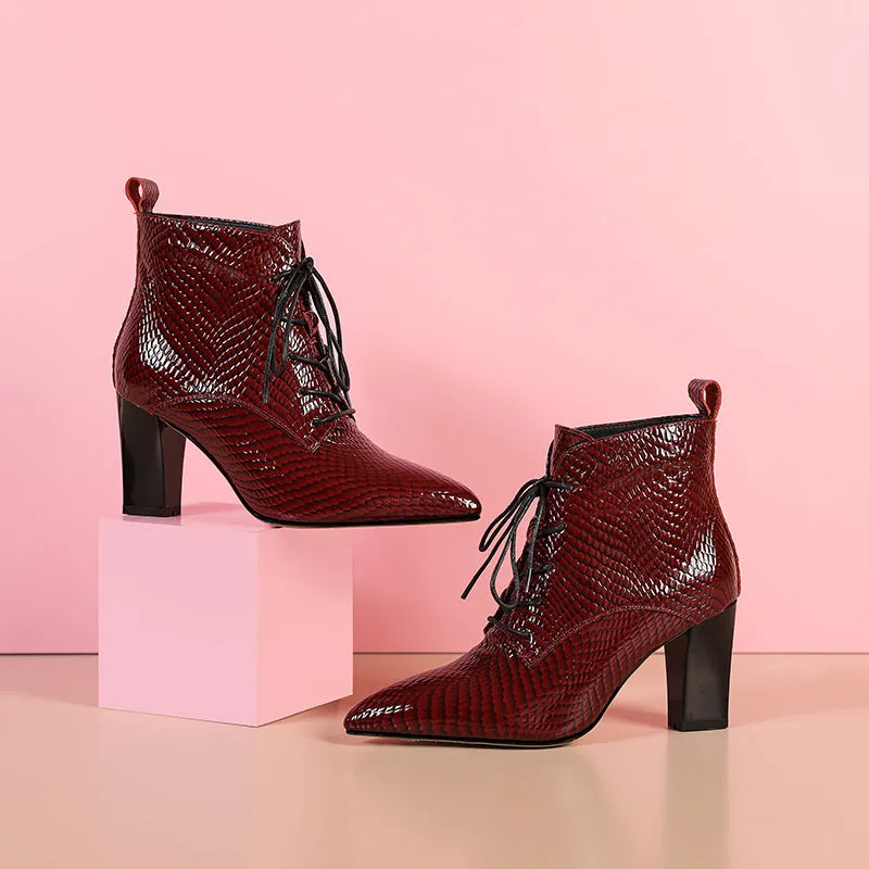 Iqra Lace up Burgundy Leather Boots