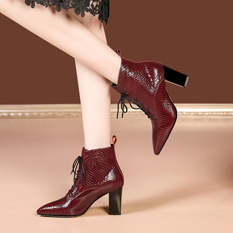 Iqra Lace up Burgundy Leather Boots