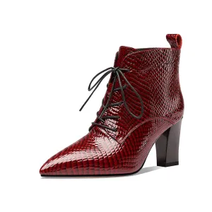 Iqra Lace up Burgundy Leather Boots
