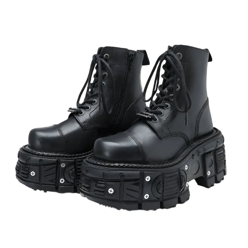 Lace-Up Punk Metal Boots