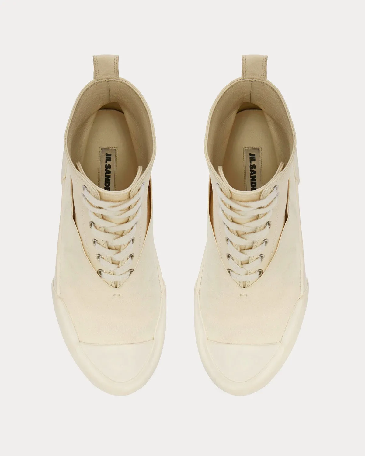 Leather Beige High Top Sneakers