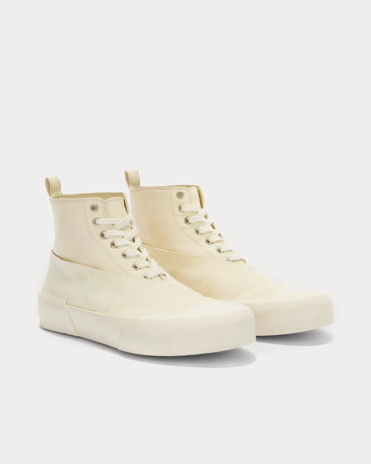 Leather Beige High Top Sneakers