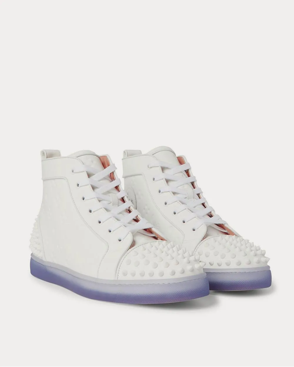 Lou Spikes 2 Embossed Leather High-Top  White high top sneakers