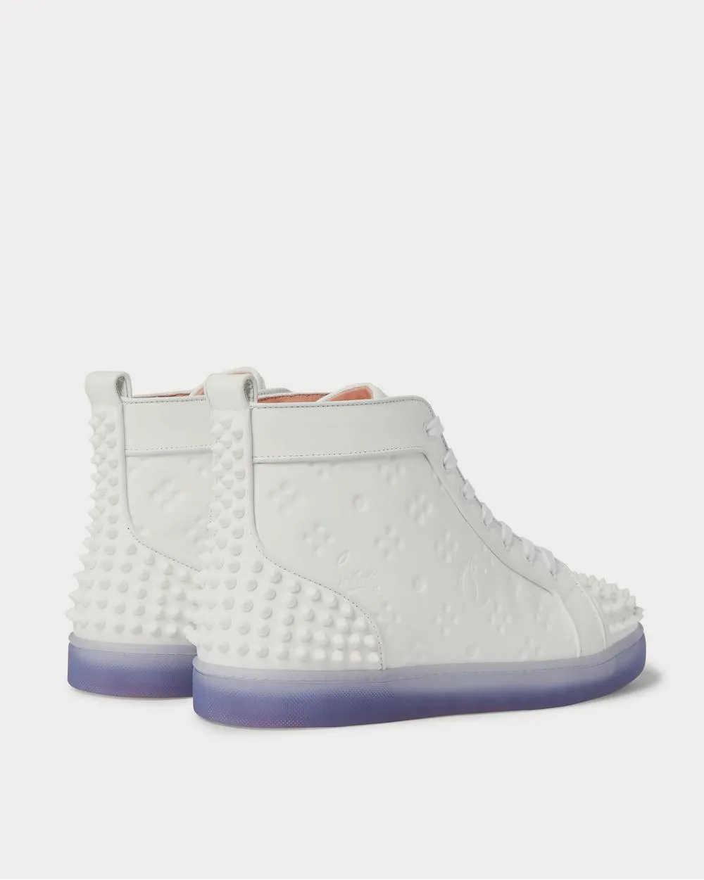 Lou Spikes 2 Embossed Leather High-Top  White high top sneakers