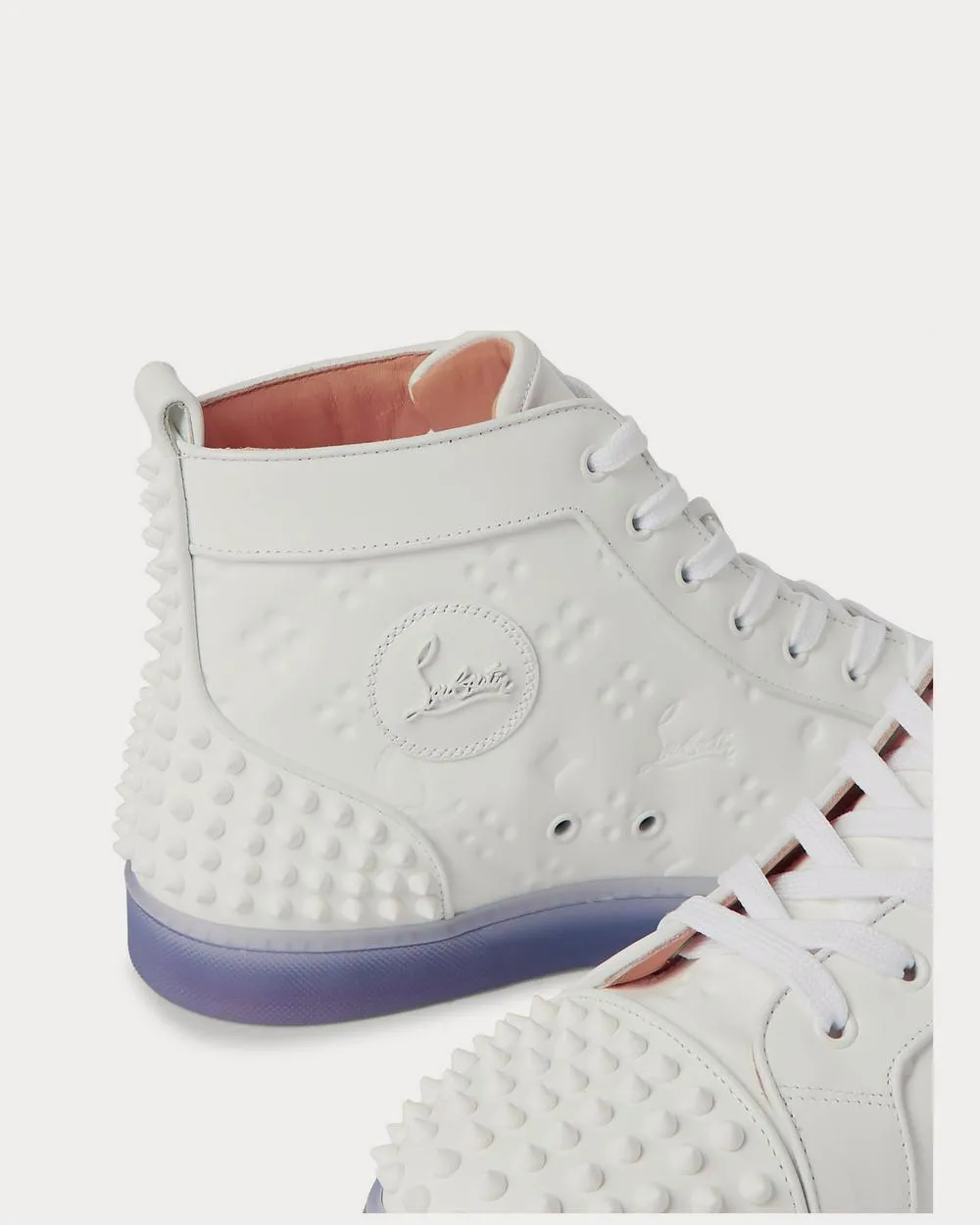 Lou Spikes 2 Embossed Leather High-Top  White high top sneakers