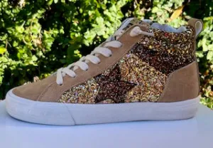 LUCAS BRONZE GLITTER HIGH TOP SNEAKERS