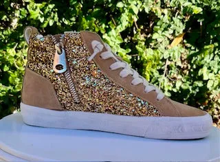 LUCAS BRONZE GLITTER HIGH TOP SNEAKERS