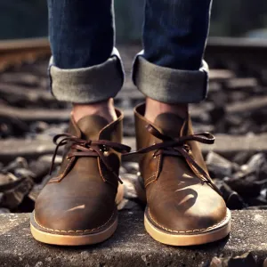 Men Retro Minimalist Leather Flat Ankle Boots
