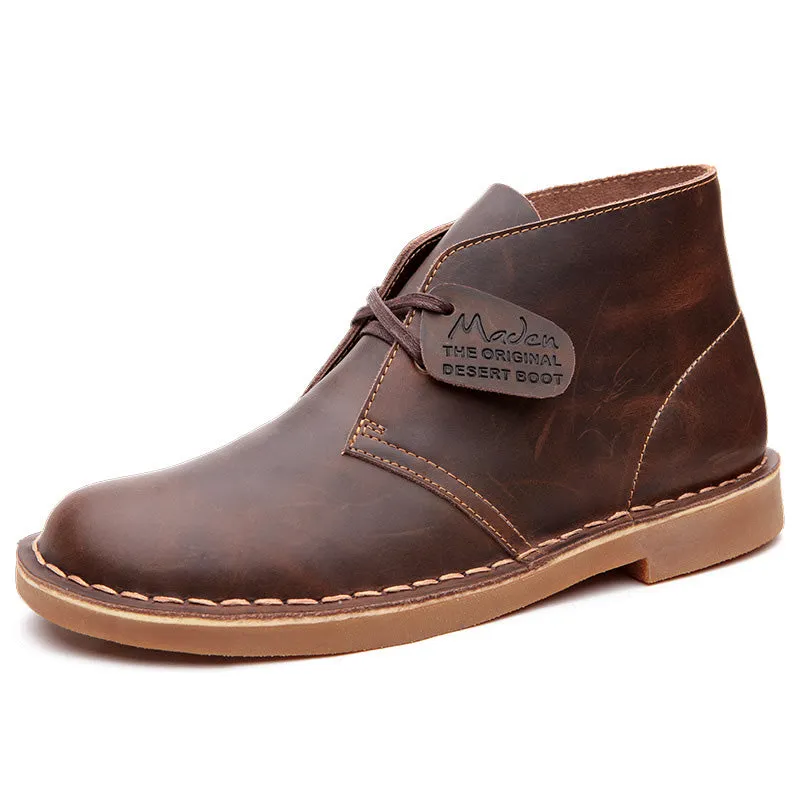 Men Retro Minimalist Leather Flat Ankle Boots