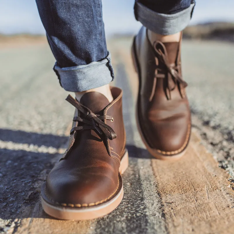 Men Retro Minimalist Leather Flat Ankle Boots