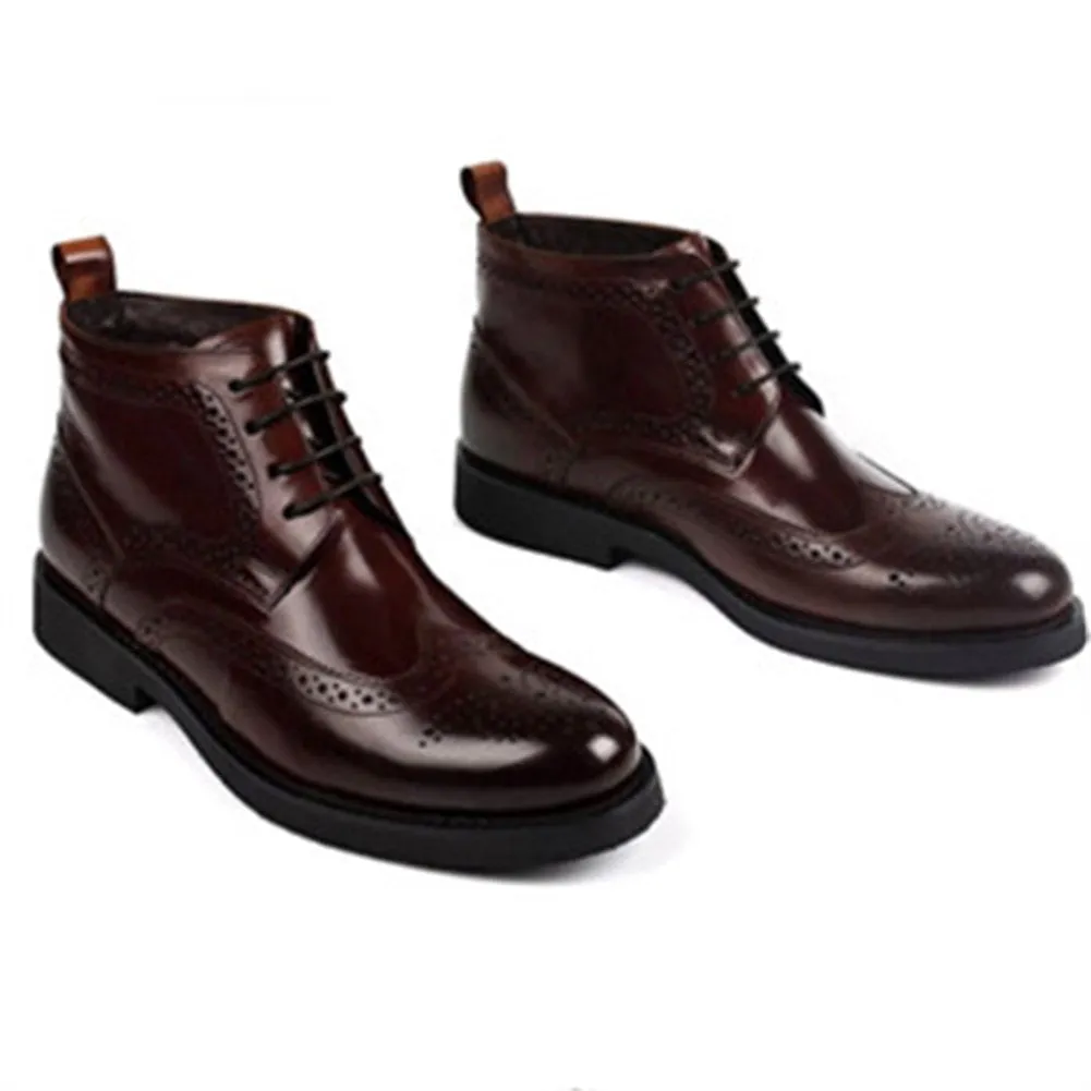 Mens Lace Up Low Heel Ankle Boots