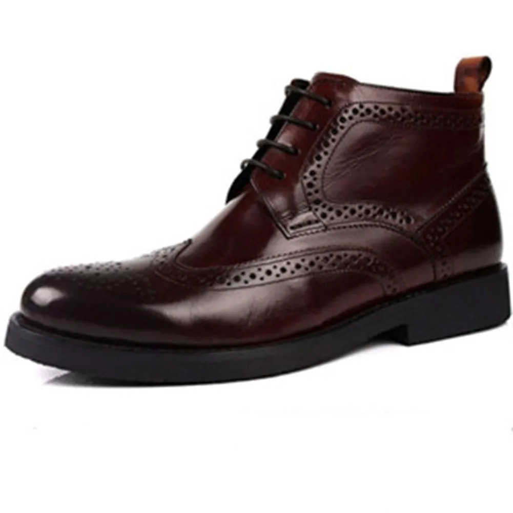 Mens Lace Up Low Heel Ankle Boots