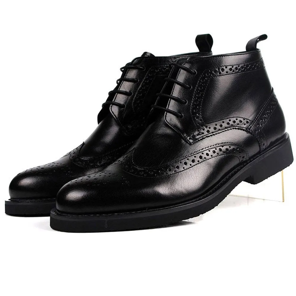 Mens Lace Up Low Heel Ankle Boots